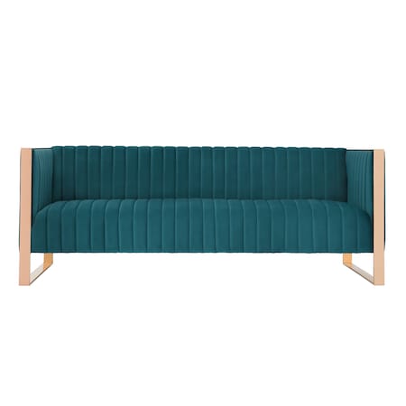Manhattan Comfort Trillium Sofa in Aqua Blue and Rose Gold SF009-TL